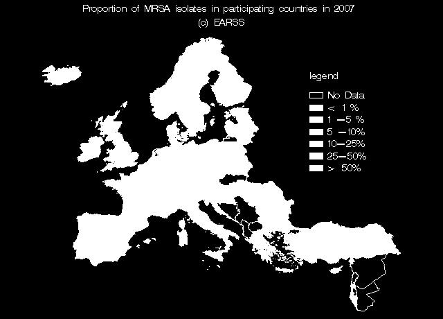 MRSA v ČR 2000 3,8% MRSA v ČR 2003 6,3% MRSA v ČR 2005 12,8% MRSA v