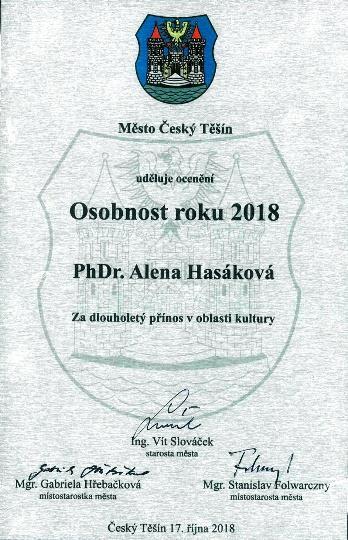 Ocenění Osobnost roku 2018 pro naši profesorku Ve středu 17.