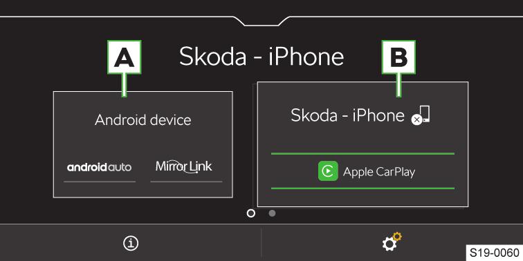 108 Infotainment Columbus SmartLink SmartLink Jak to funguje SmartLink umožňuje na displeji infotainmentu zobrazovat a obsluhovat certifikované aplikace připojeného mobilního zařízení.