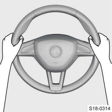 18 Správně a bezpečně Bezpečná jízda Správné držení volantu Volant držte pevně oběma rukama za vnější okraj v poloze 9 h a 3 h.
