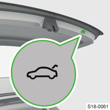 30 Dveře, okna a víko zavazadlového prostoru Bezdotykové ovládání elektrického víka zavazadlového prostoru Tlačítko ve víku Pro otevření, zavření nebo zastavení pohybu víka stiskněte tlačítko.