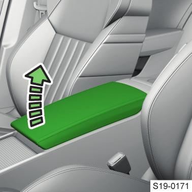 Loketní opěrka vzadu Nastavení Sklopte loketní opěrku.
