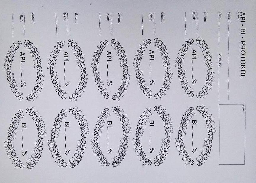 krvácivosti: PBI index (papila bleeding index, index krvácivosti papil) KOD index (krvácení okolo dásně) Gingivální indexy: GI index dle Silnesse a Loea Plakové indexy: PI index (plaque index) OHI-S
