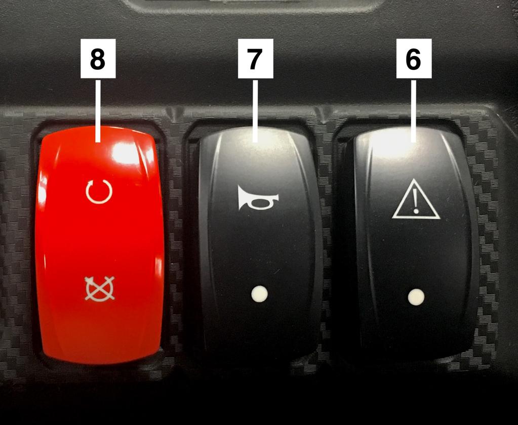OSTANÍ OVLÁDACÍ PRVKY 6 Spínač omezovače rychlosti Výkon motoru je standardně omezován při chodu 4WDLOCK.