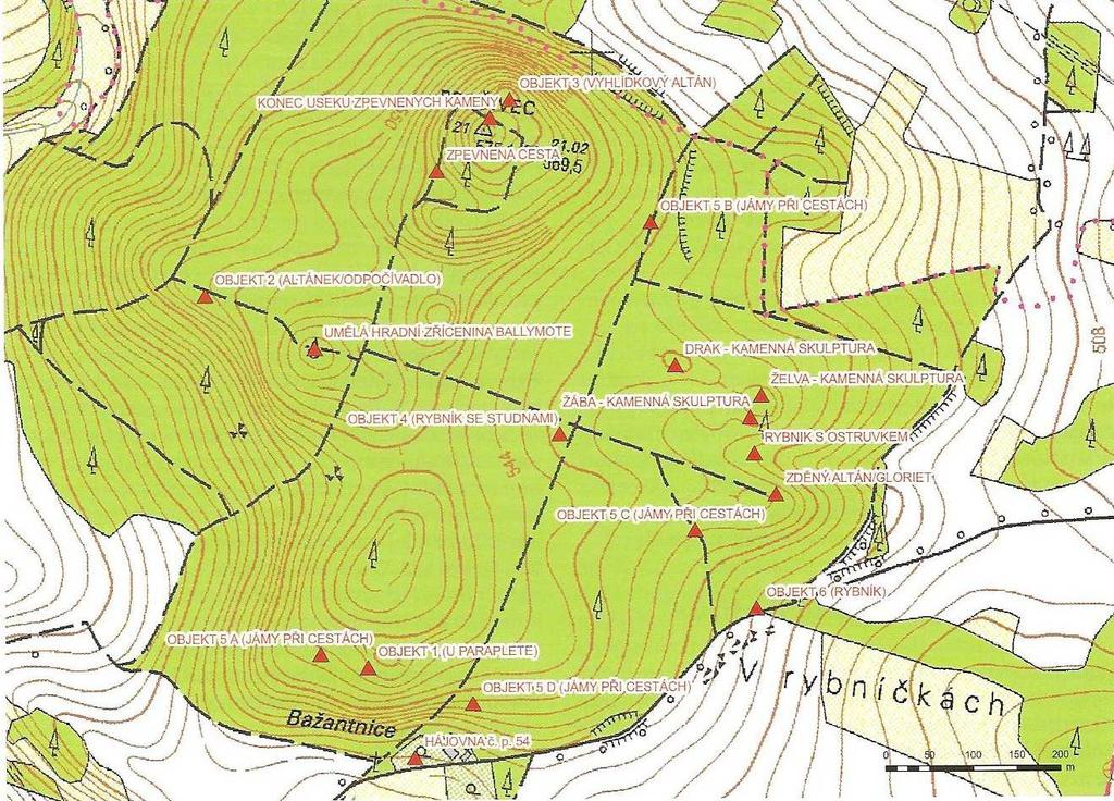 12: Prašivice u Nalžovských Hor Podkladní mapa areálu kulturní památky v měřítku 1 : 10 000 s