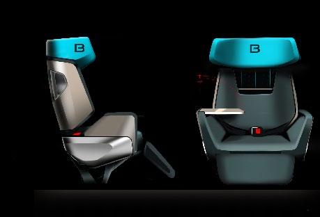 Designéři studia Peugeot Design Lab pečlivě navrhli každý detail budoucích kabin. Sedadla mají rukojeti, které cestujícím usnadňují chůzi po kabině při kymácení lodi na moři.