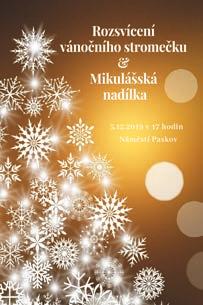 17:00 Rozsvícení vánočního stromečku a Mikulášská nadílka náměstí Paskov středa