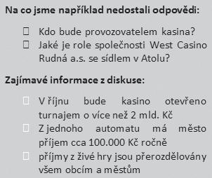12 Život v Rudné koalice, jak jsme skočili na lep nějaké kachně o hře století za více než 2 miliardy korun v neexistujícím kasinu. Prý se tam nic neděje, tvrdili nám radní i starosta Kocman.