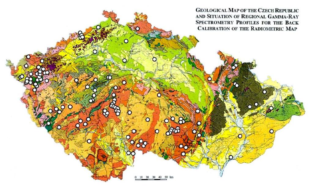 ZPĚTNÁ KALIBRACE RADIOMETRICKÉ MAPY ČESKÉ REPUBLIKY 1995 Regrese údajú pozemní gama spektrometrie a leteckého měření 122 pozemních profilů o délce 1 5 km bylo v roce 1994 změřeno přenosným