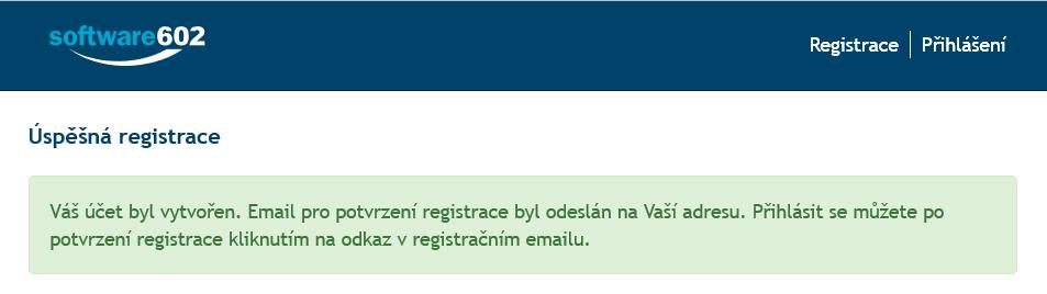 Tím je registrace hotová.