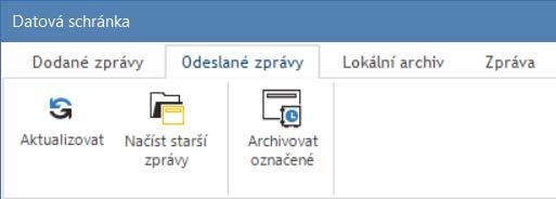 Mezi oknem seznamu dodaných a odeslných zpráv se lze po zobrazení jednoho z nich přepínat pomocí záložek Dodané zprávy a Odeslané zprávy v horní části okna.