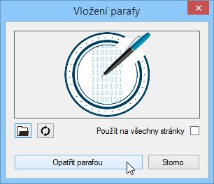 Pozor, pokud pracujete s dokumentem ve formátu PDF/A-1, způsobí přidání parafy nekompatibilitu s tímto formátem z důvodu, který je vypsán v informačním rámečku.