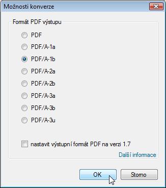 6.13.2.2. Konverze do archivního formátu PDF/A Do archivního formátu PDF/A můžete dokumenty převádět tlačítkem Konverze do PDF/A. Postup je shodný s výše popsanou konverzí do PDF.