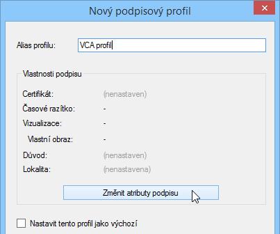 Pak stačí zadat jen tento název a dokument se podepíše se všemi uloženými parametry. Podpisové profily můžete vytvářet a následně i měnit na kartě Podpisové profily konfiguračního dialogu.