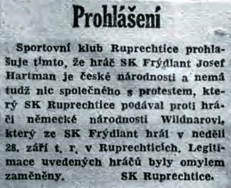 Mimrou nakonec skončilo vítězstvím domácích 3:1, za které skóroval dvakrát Jindřich Wurm, jednu branku přidal Jurečka. O týden později čekal Frýdlantské další souboj s věčným rivalem.