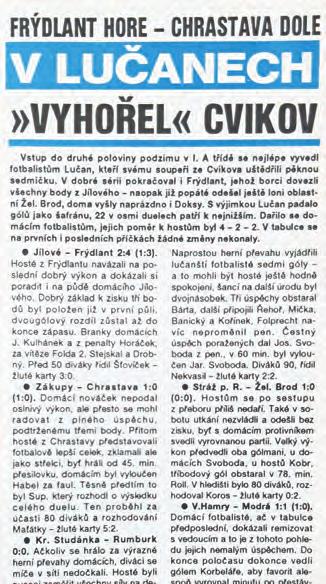 Ve většině zápisů o utkání byly napsaná jména jako Miroslav Stejskal, Ježek, Krotil, Folda, Doležel, Nožička, Kravar, v bráně i v poli Sirůček, Zoreník. Frýdlantský Slovan byl zařazen do I.