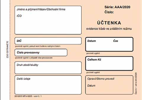 oznámení: Podle zákona o evidenci tržeb je prodávající povinen vystavit kupujícímu účtenku.