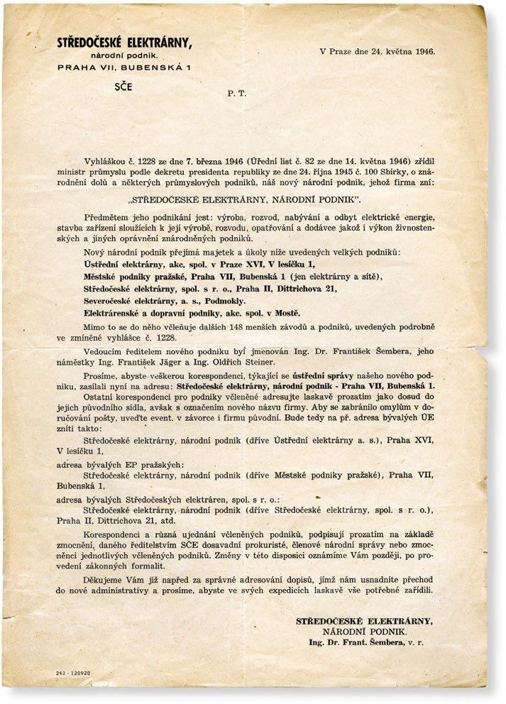 III. kapitola: 1945 1989 První strana Sbírky zákonů a nařízení s dekretem