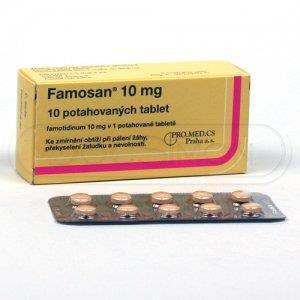 a) Famotodin 10 mg Indikace: pálení žáhy až pyróza s říháním Kontraindikace: - přecitlivělost na účinnou látku - podání dětem mladším 16 let - podání v těhotenství a v období kojení Nežádoucí účinky: