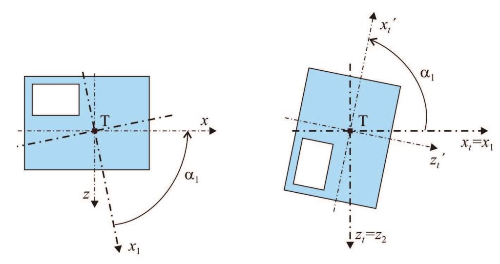 12.5. PŘÍKLAD - SLOŽENÝ PRŮŘEZ 5 Kontrola invariantu součtu MS: (I x +I z ) = (I 1 +I 2 ) (1,26571 10 6 +2,24071 10 6 ) = (2,28233 10 6 +1,22409 10 6 ) (3,50642 10 6 ) [mm 4 ] = (3,50642 10 6 ) [mm 4