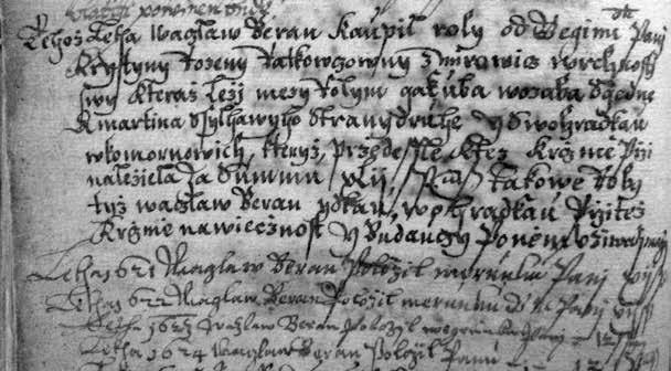 Obr. 4: Záznam v gruntovní knize panství Zdechovice z poloviny října 1620, v němž je Kristina z Mirovic výslovně zmíněna jako pozemková vrchnost.