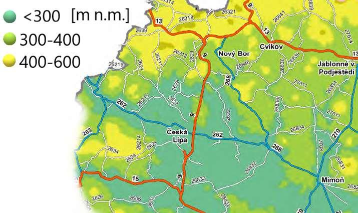 Obrázek 2 - Schéma rozložení nadmořských výšek (zdroj: doprava.kraj-lbc.cz) 1.4. Demografie V území se nachází dvě města nad 10 000 obyvatel.