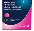 bolesti hlavy, zubů, zad, svalů, kloubů a menstruační bolesti, snižuje horečku