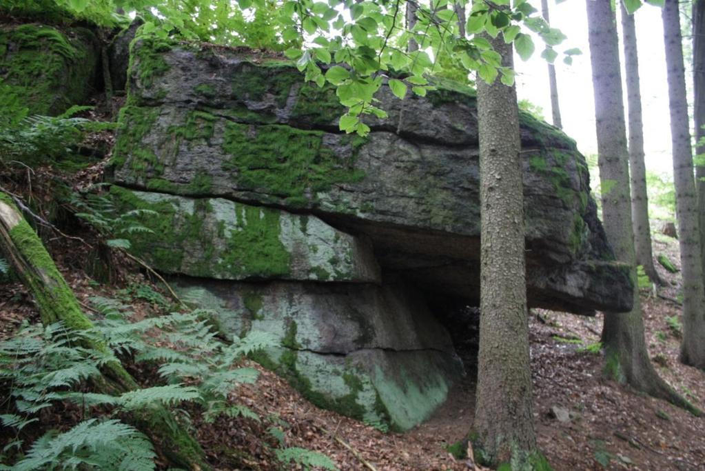 Posun kamenných bloků v severovýchodním svahu Hradišťského vrchu (780 m n. m.) Kóta 725 (Hradišťský vrch) vykazuje několik na sebe navazujících mrazových srubů o celkové délce asi 100m.
