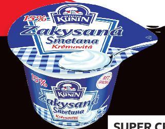 CHLAZENÉ KUNÍN Zakysaná smetana krémovitá tuk 15 % 190 g (= 6,27) -