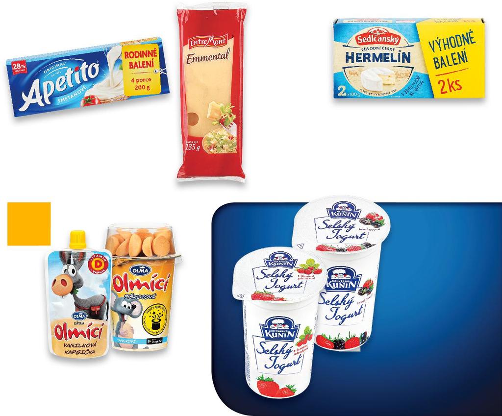 SÝRY SAMOOBSLUŽNÝ PRODEJ APETITO Tavený sýr rodinné balení 200 g (= 14,95) - 40% 49,90 EMMENTAL ENTREMONT Tvrdý sýr bloček 135 g (= 36,97) - 28% 69,90 SEDLČANSKÝ HERMELÍN DUO Sýr s plísní na povrchu
