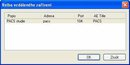 3.3.6 Získání studie z externího zařízení Na počítačové síti mohou být k dispozici různé zdroje DICOM údajů PACS servery, snímací zařízení.