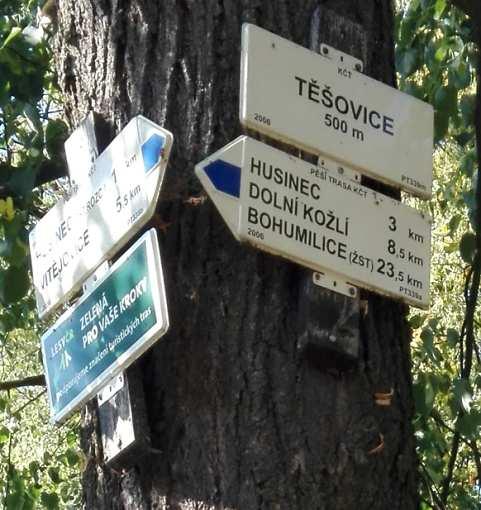Kožlí. Cestu do Husince sice lemují vzrostlé stromy a křoviny, ale je průchodná (i díky péči místních hasičů).