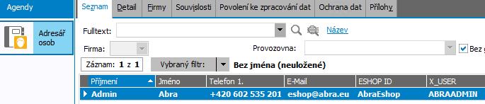 5.2.1 OSOBA ADRESÁŘ OSOB Do adresáře