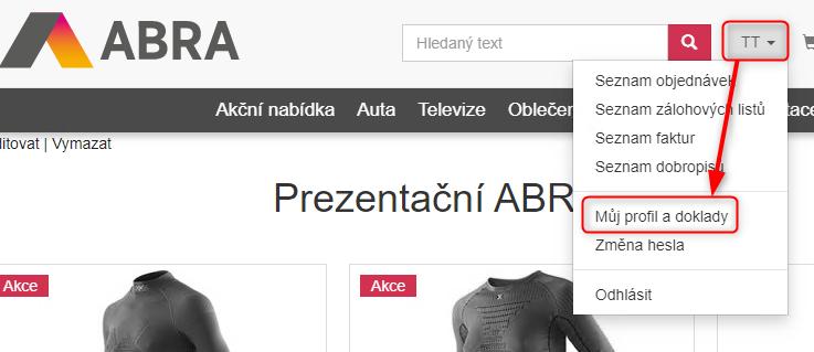 8. SPRÁVA FIREMNÍCH ÚDAJŮ Z POHLEDU UŽIVATELE V e-shopu je povolena pouze první registrace osoby k dané firmě. První registrovaný uživatel k firmě je také automaticky označen jako operátor e-shopu.