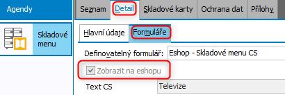 3 ZADEJTE JEDEN ÚDAJ VE VLASTNOSTECH SKLADOVÉHO MENU V definovatelném