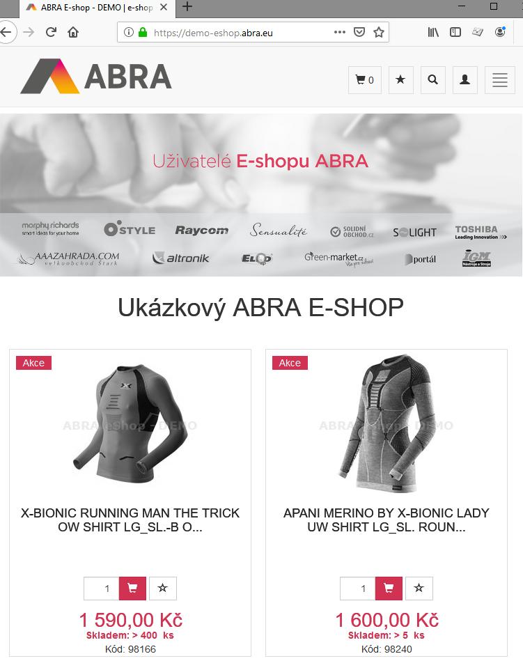Po provedení těchto kroků máte v podstatě hotovo na úvodní stránce e-shopu vidíte naimportované produkty: