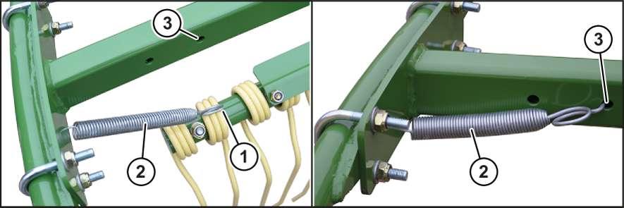 ü Kryty prstů jsou vzdálené od hrotů prstů, viz strana 54. Zapněte traktor. Ovládání 8 Uvolnění aretace rotorů 8.