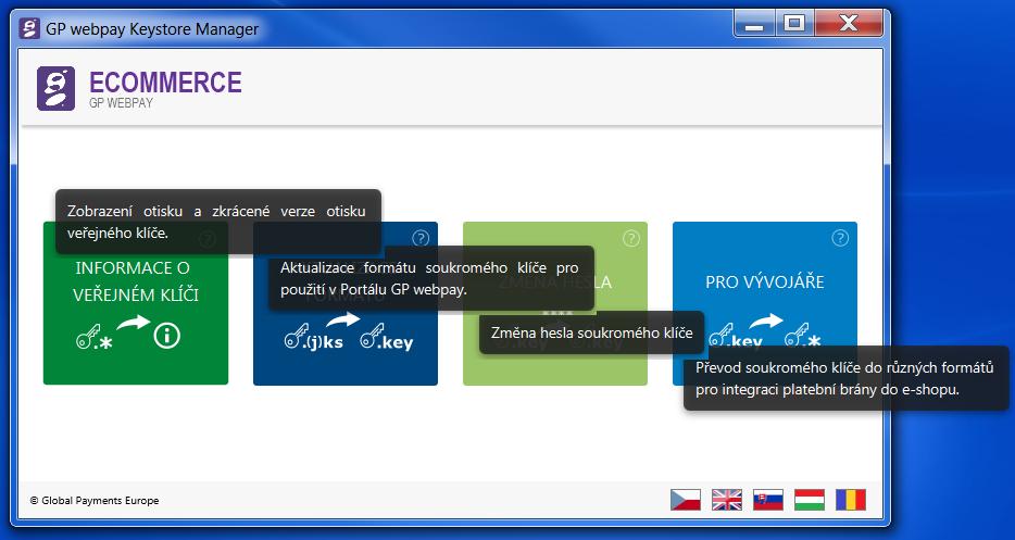 Aplikace podporuje několik jazykových variant. K jejich přepnutí slouží ikonky vlajek ve spodní části obrazovky. 3.