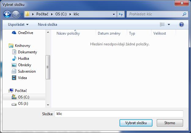V opačném případě následuje výzva k výběru výstupního adresáře pro uložení nově vzniklých souborů a zadání nového hesla k úložišti (to samé heslo se také použije k zabezpečení soukromého klíče v