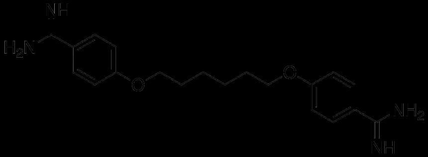 Hexamidini diisetionas Obrázek 8 Hexamidini - diisetionas - chemický vzorec (32) Hexamidin diisetionát je v ČL 2017 vedený jako separandum (silně účinná léčivá látka).