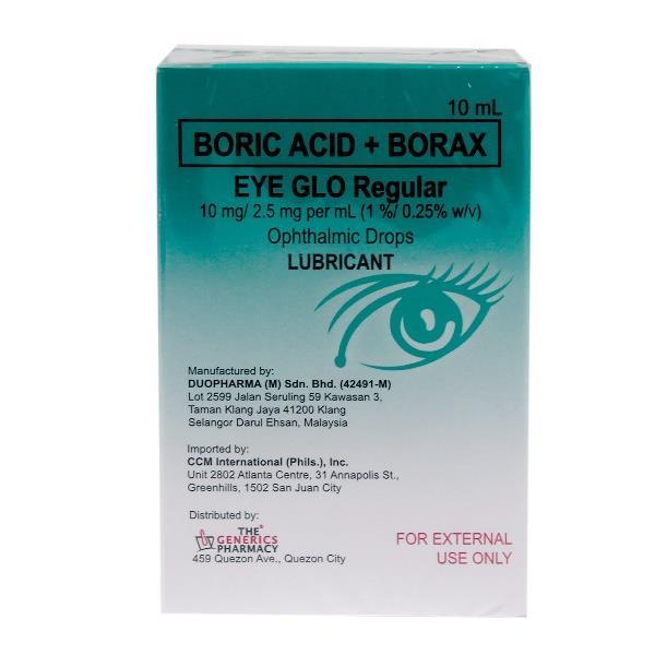7.7 BORIC ACID + BORAX EYE EYE GLO REGULAR Složení: 1 g kyseliny borité a 0,25 g