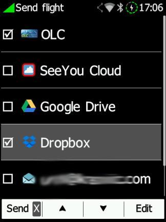 Zobrazí se nové menu, v kterém můžete zadat svůj email, na který chcete odeslat svůj let. 6.8.