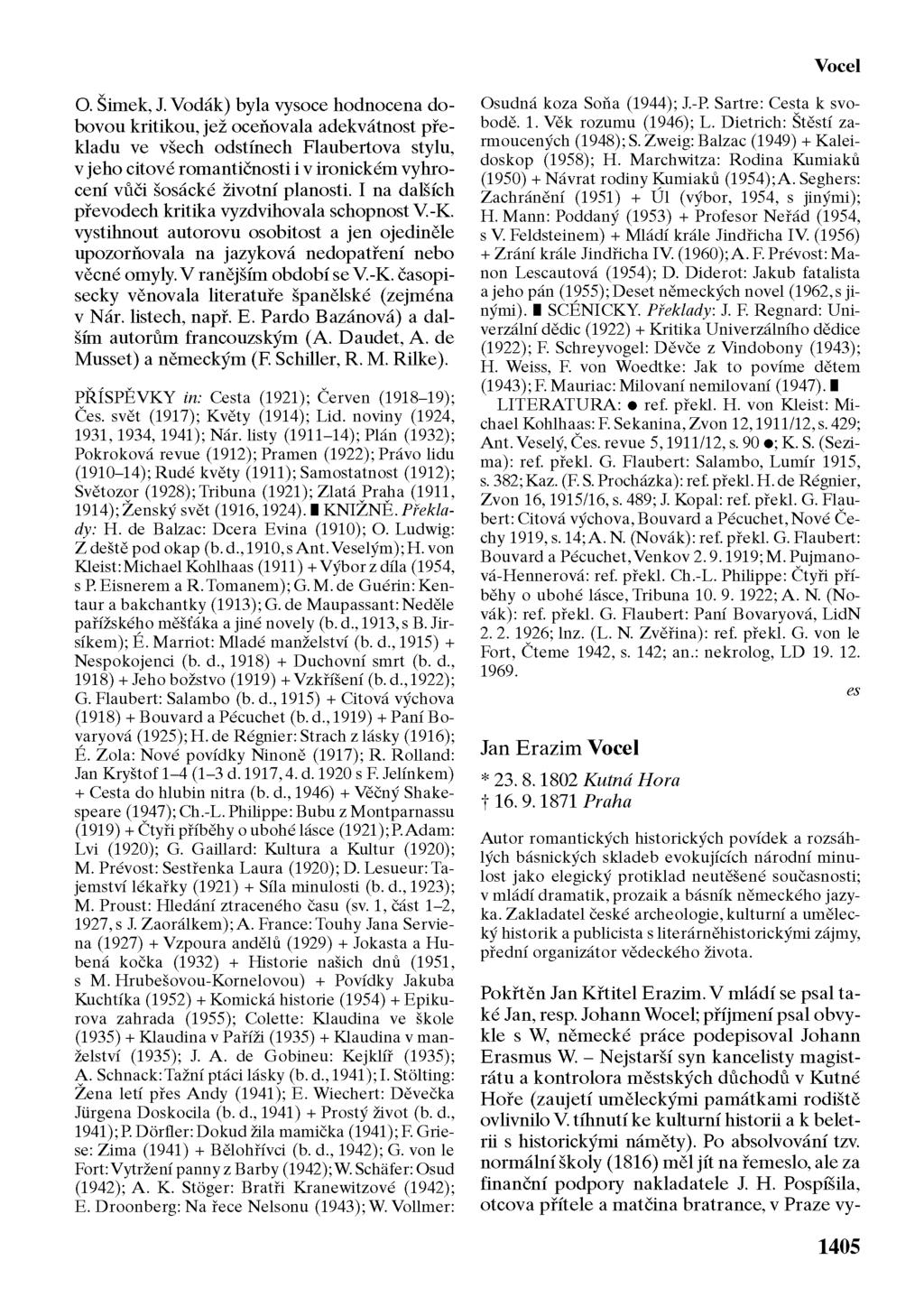 Vocel O. Šimek, J.