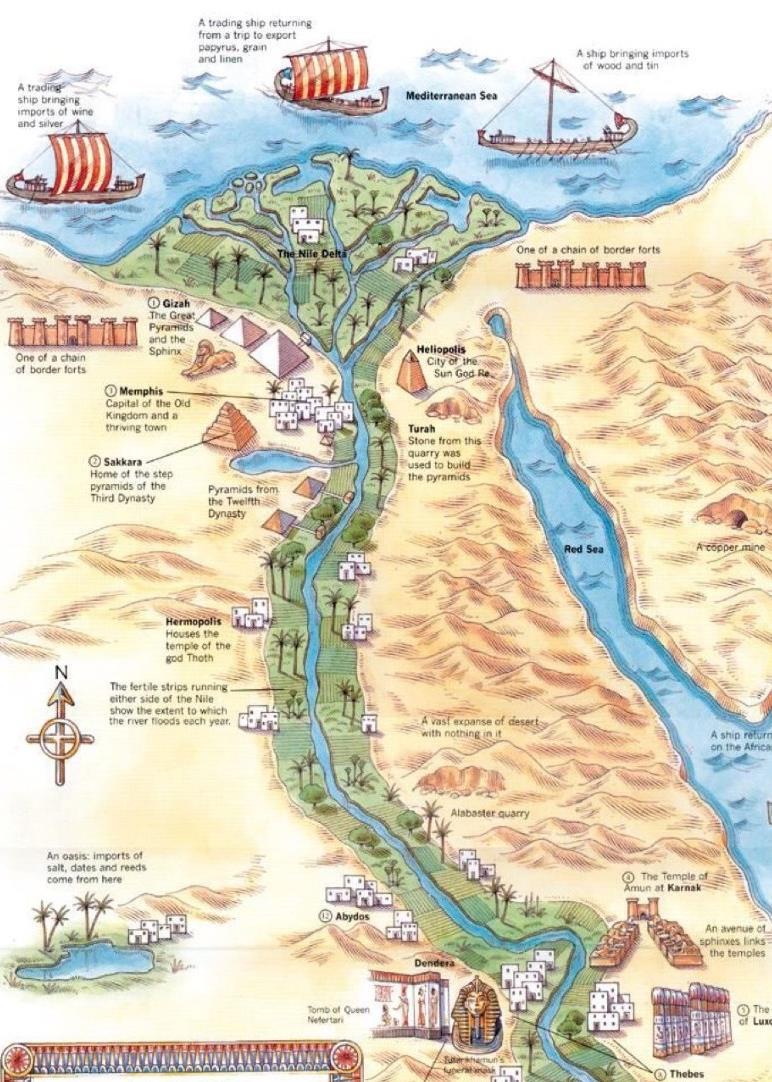 třída: EGYPT jméno: 1 Zorientujte se na mapě Egypta a doplňte příslušné informace A S Í MOŘE B R MOŘE C H EGYPT D D EGYPT E ŘEKA 2 Do vět doplňte správně všechna slova z nabídky: nabídka: Nilu,
