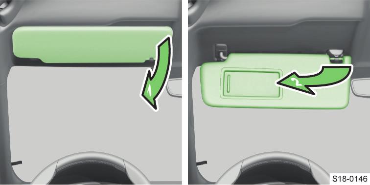 Clony čelního skla Vyklopení a sklopení Aktivace po odpojení autobaterie Aktivace automatického ovládání oken Zapněte zapalování. Povytáhněte příslušné tlačítko a zavřete okno. Uvolněte tlačítko.
