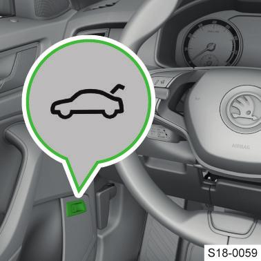 Dobu, po které se víko po zavření automaticky zamkne, je možné nechat nastavit v odborném servisu. Tlačítko ve víku Pro otevření, zavření nebo zastavení pohybu víka stiskněte tlačítko.