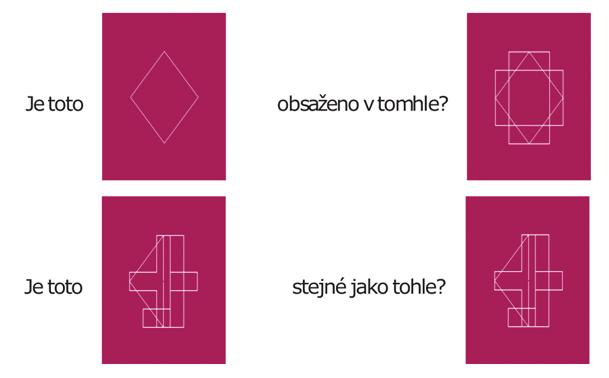 206 Obr. 3: Nahoře je zobrazena analytická úloha a dole úloha holistická E-CSA-W/A Autoři ve svém manuálu doporučují odstraňovat z analýzy respondenty s 30% a vyšší chybovostí.