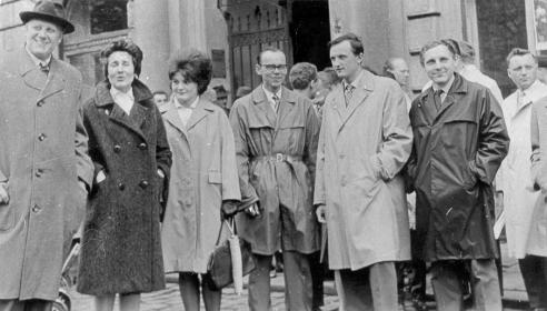 Albín Čáp,CSc.) KATEDRA TVÁŘECÍCH STROJŮ, TVÁŘENÍ A SLÉVÁRENSTVÍ 1965 (zleva: prof.