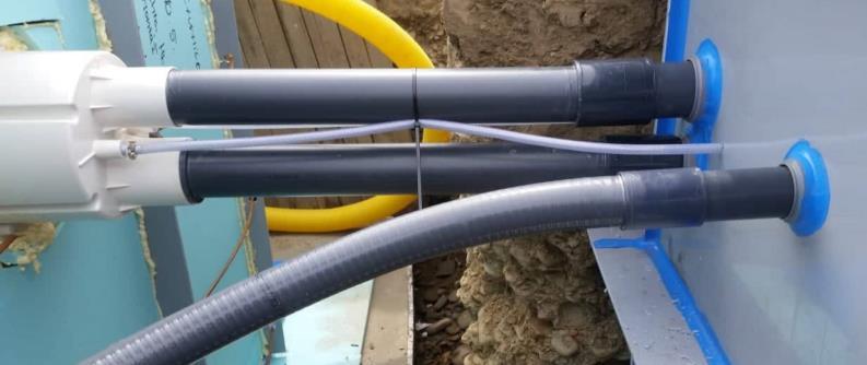 Foto připojení protiproudu: Filtrace: Před jakoukoli manipulací s 6-ti cestným ventilem, zejména pak při přepínání funkcí ventilu nesmí být spuštěno oběhové čerpadlo! 1.
