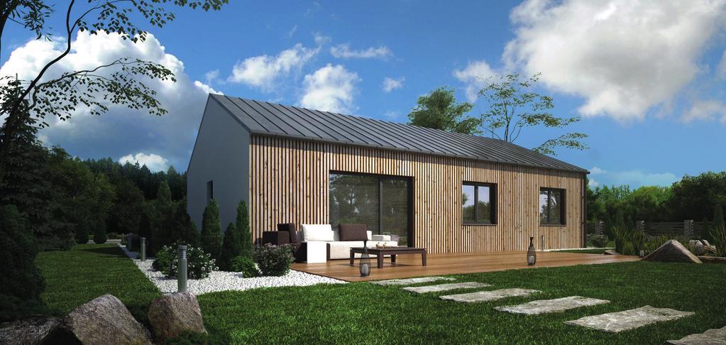 Cedr 90 Základní údaje Dřevostavba Cedr 90 106m 2 je nízkoenergetickým bungalovem menší velikosti.